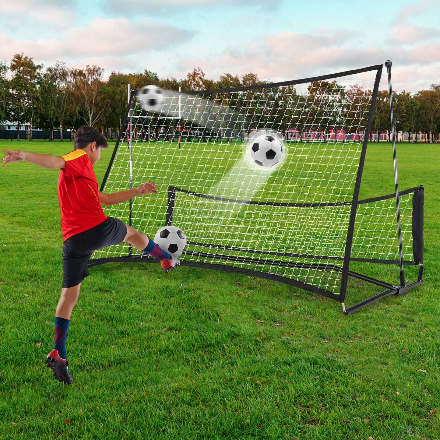 2-in-1 Portable Soccer Rebounder Net with Carrying Bag Kids Crystal