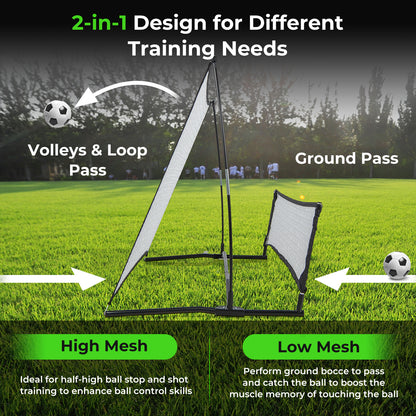 2-in-1 Portable Soccer Rebounder Net with Carrying Bag