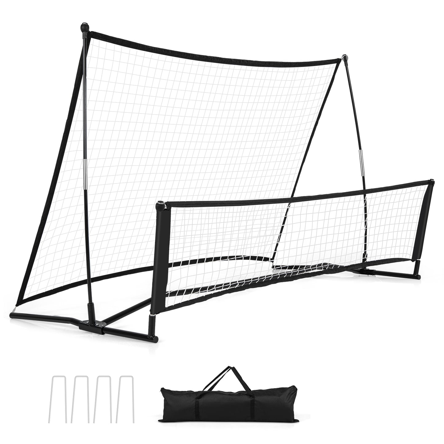 2-in-1 Portable Soccer Rebounder Net with Carrying Bag Kids Crystal
