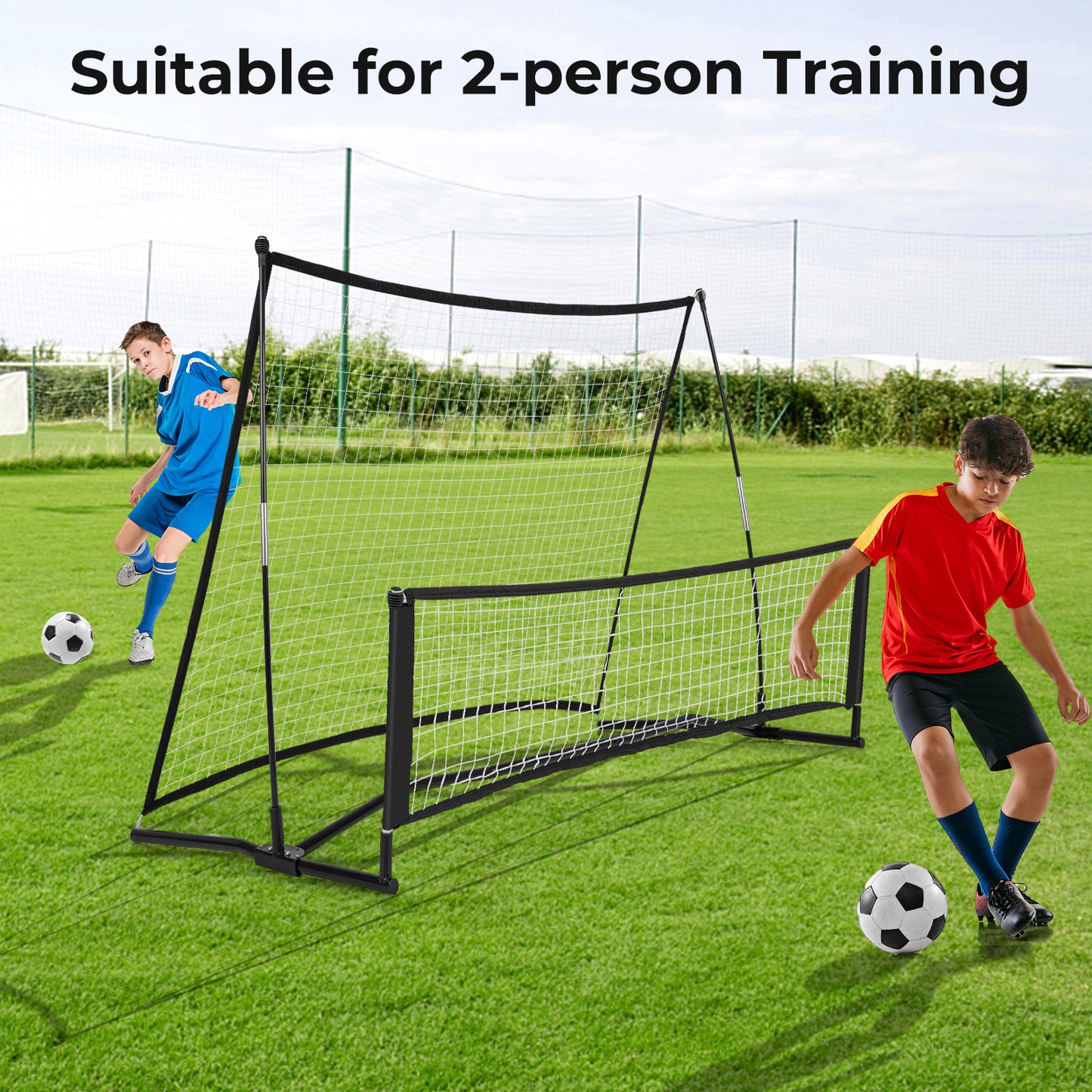 2-in-1 Portable Soccer Rebounder Net with Carrying Bag Kids Crystal