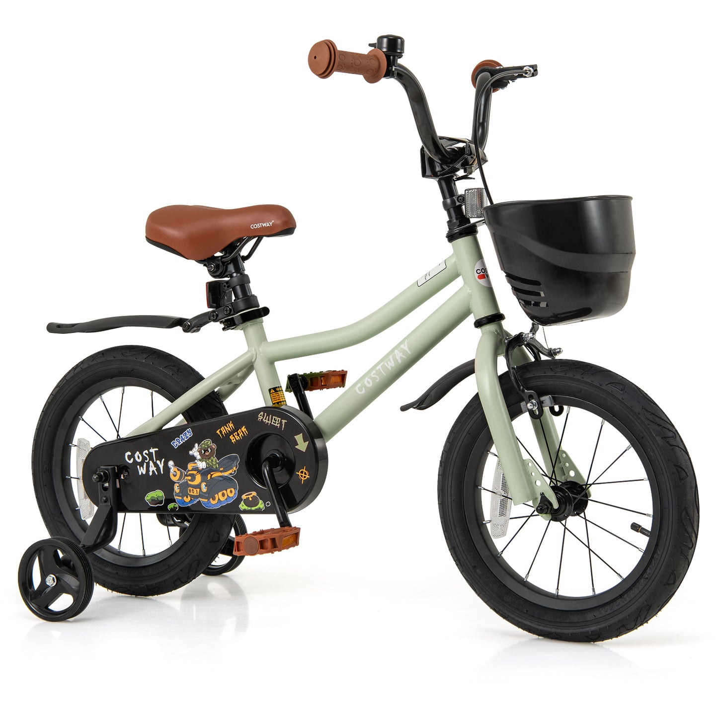 14-Inch Kids Bike Adjustable with Training Wheels for 3-5 Years Old Kids Crystal