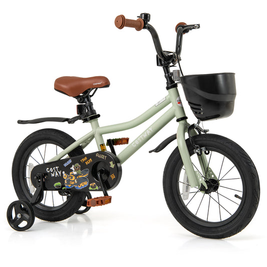 14-Inch Kids Bike Adjustable with Training Wheels for 3-5 Years Old Kids Crystal