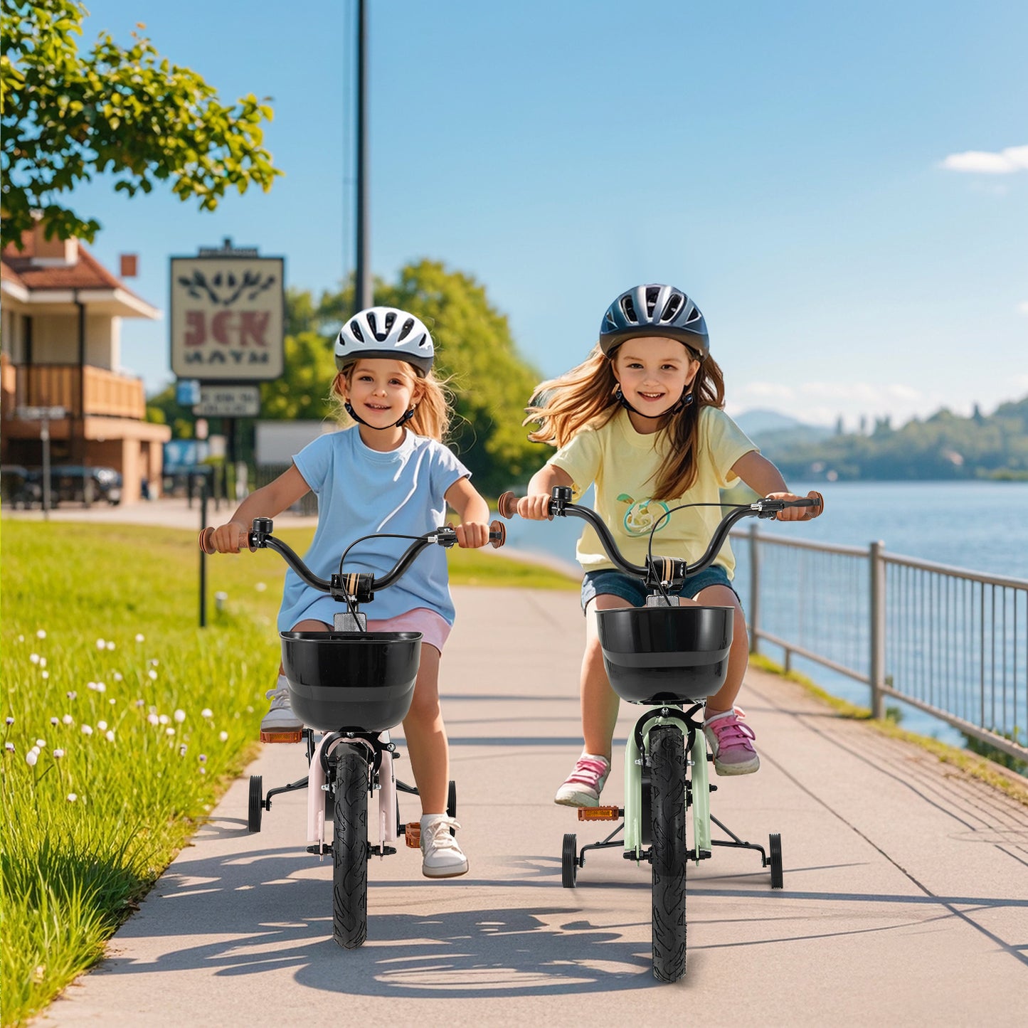 16-Inch Kids Bike Adjustable with Training Wheels for 4-7 Years Old Kids Crystal