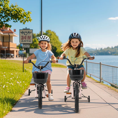 16-Inch Kids Bike with Basket and Adjustable Handlebar for 4-7 Years Old