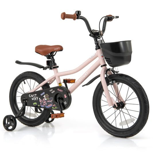 16-Inch Kids Bike with Basket and Adjustable Handlebar for 4-7 Years Old Kids Crystal