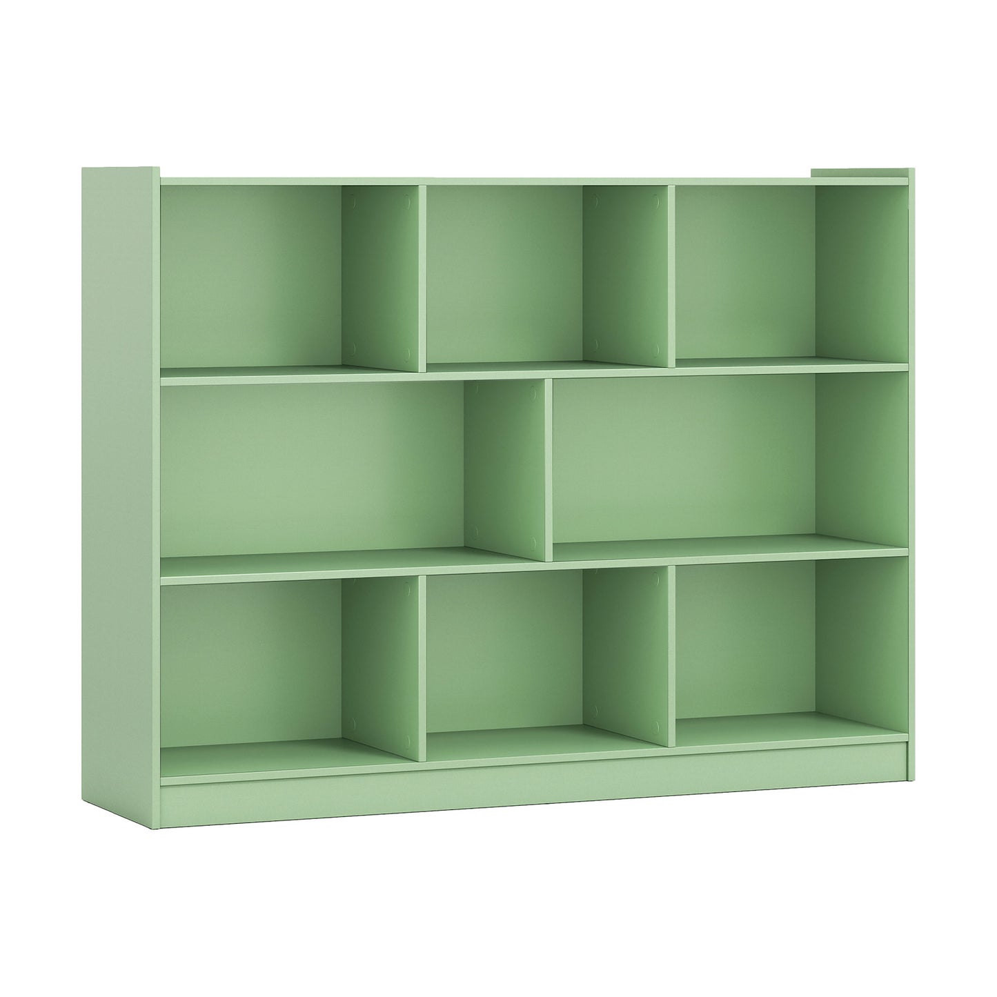 3-Tier Open Bookcase 8-Cube Floor Standing Storage Shelves-Green Kids Crystal