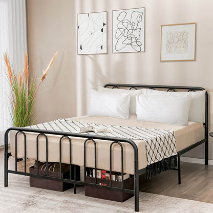 Full/Queen Size Metal Bed Frame with Headboard and Footboard-Queen Size