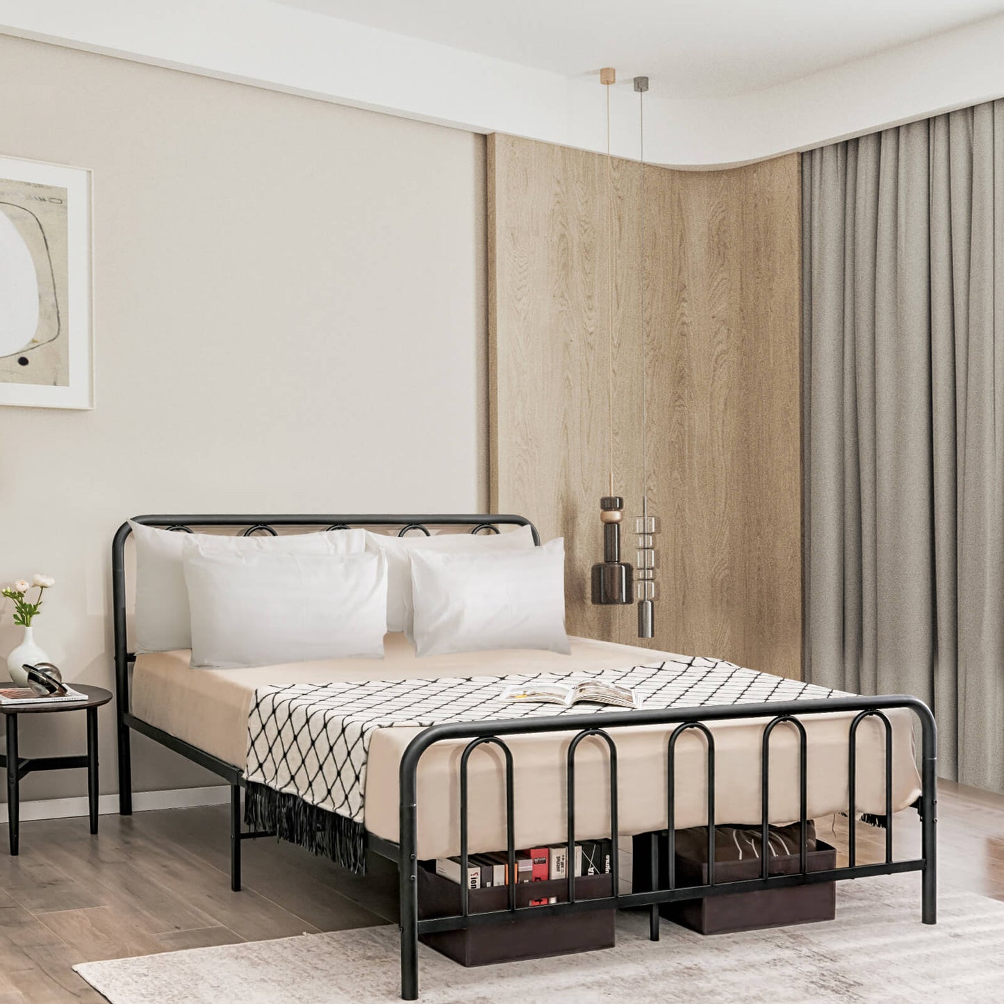 Full/Queen Size Metal Bed Frame with Headboard and Footboard-Queen Size Kids Crystal