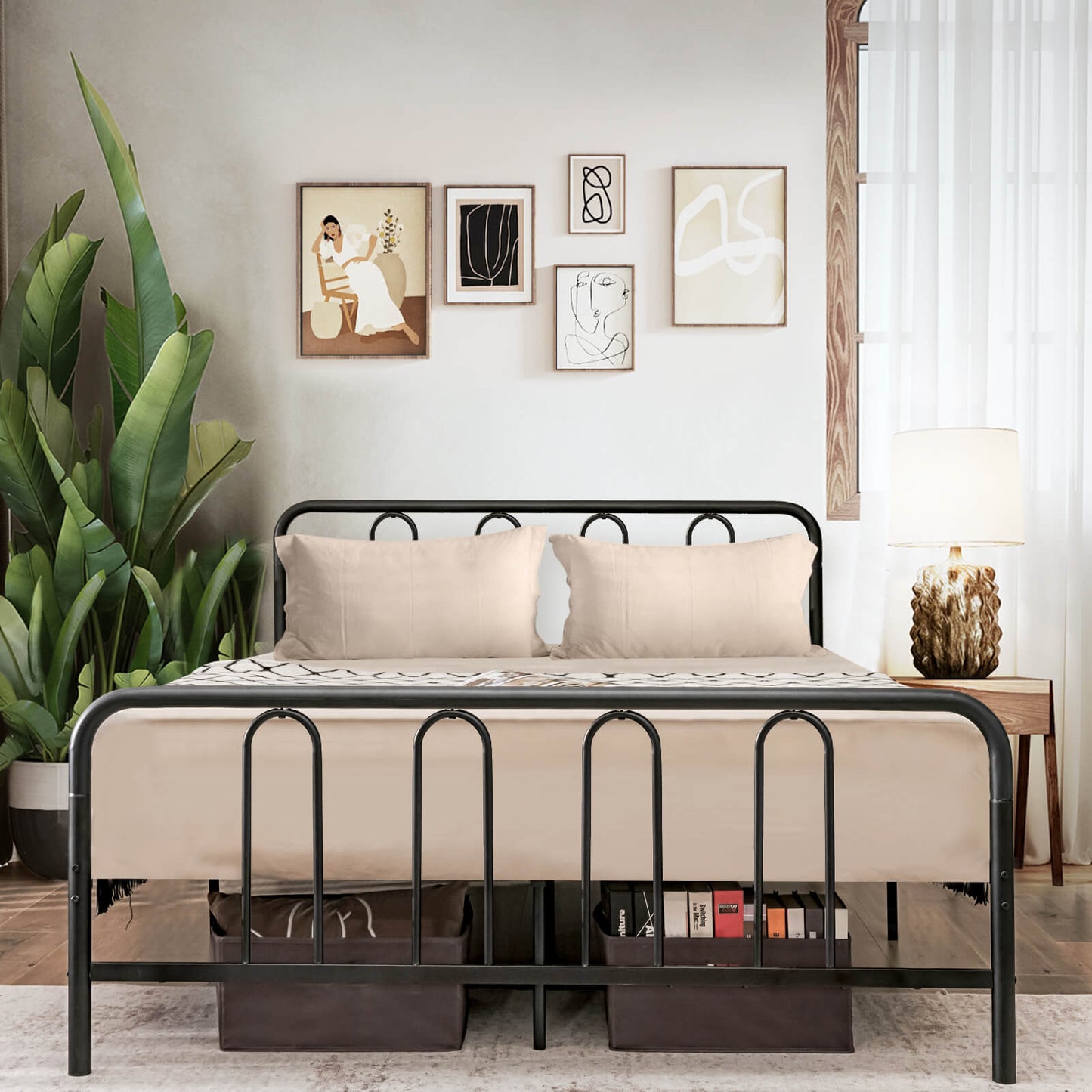Full/Queen Size Metal Bed Frame with Headboard and Footboard-Full Size Kids Crystal