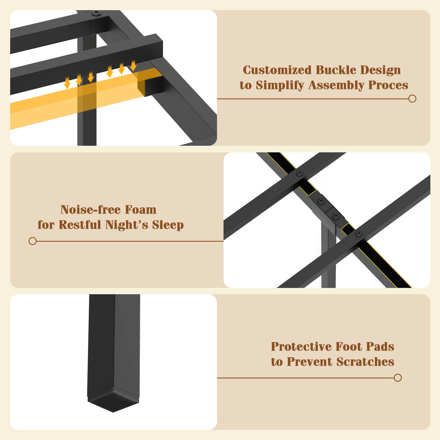 Twin/Full/Queen/King Size Bed Frame with Storage Headboard Industrial Metal Platform Bed-Full Size Kids Crystal