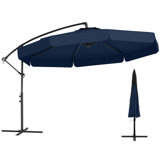 10 Feet Patio Cantilever Umbrella with Cover Tilt Adjustment and Ruffled Edge-Navy Kids Crystal