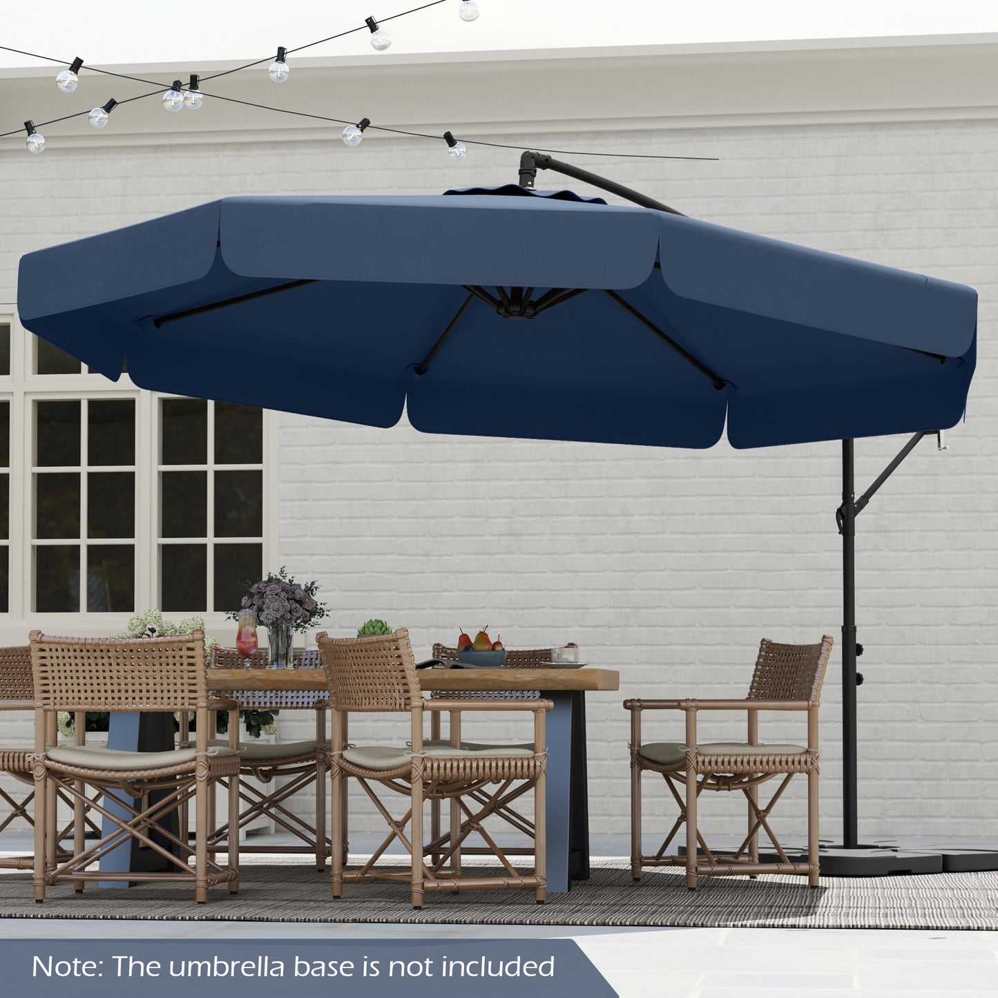 10 Feet Patio Cantilever Umbrella with Cover Tilt Adjustment and Ruffled Edge-Navy Kids Crystal