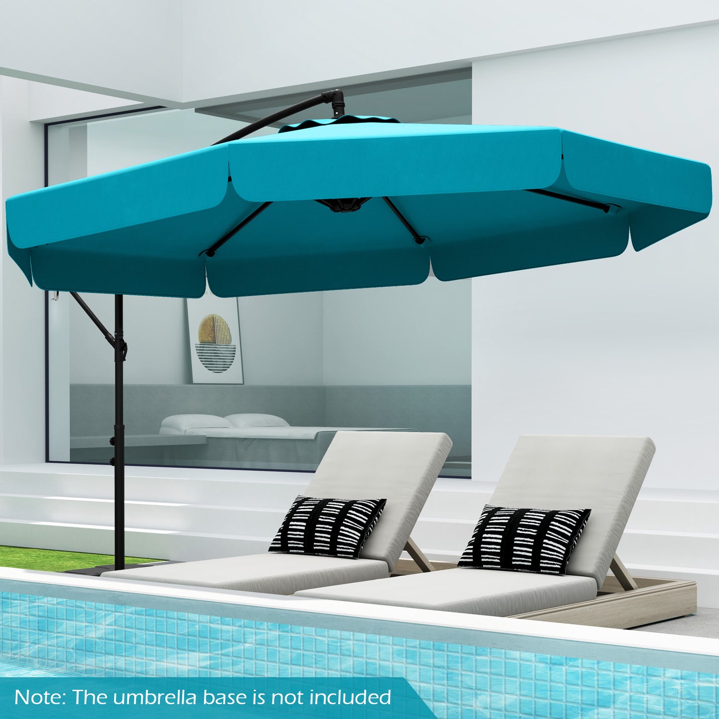 10 Feet Patio Cantilever Umbrella with Cover Tilt Adjustment and Ruffled Edge-Turquoise Kids Crystal