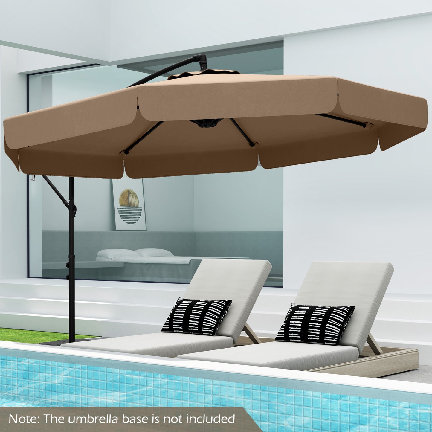 10 Feet Patio Cantilever Umbrella with Cover Tilt Adjustment and Ruffled Edge-Taupe Kids Crystal