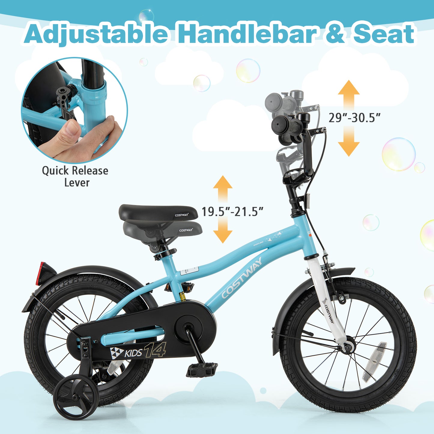 14-Inch Kids Bike for 3-5 Years Old Children Bicycle with Training Wheels Kids Crystal