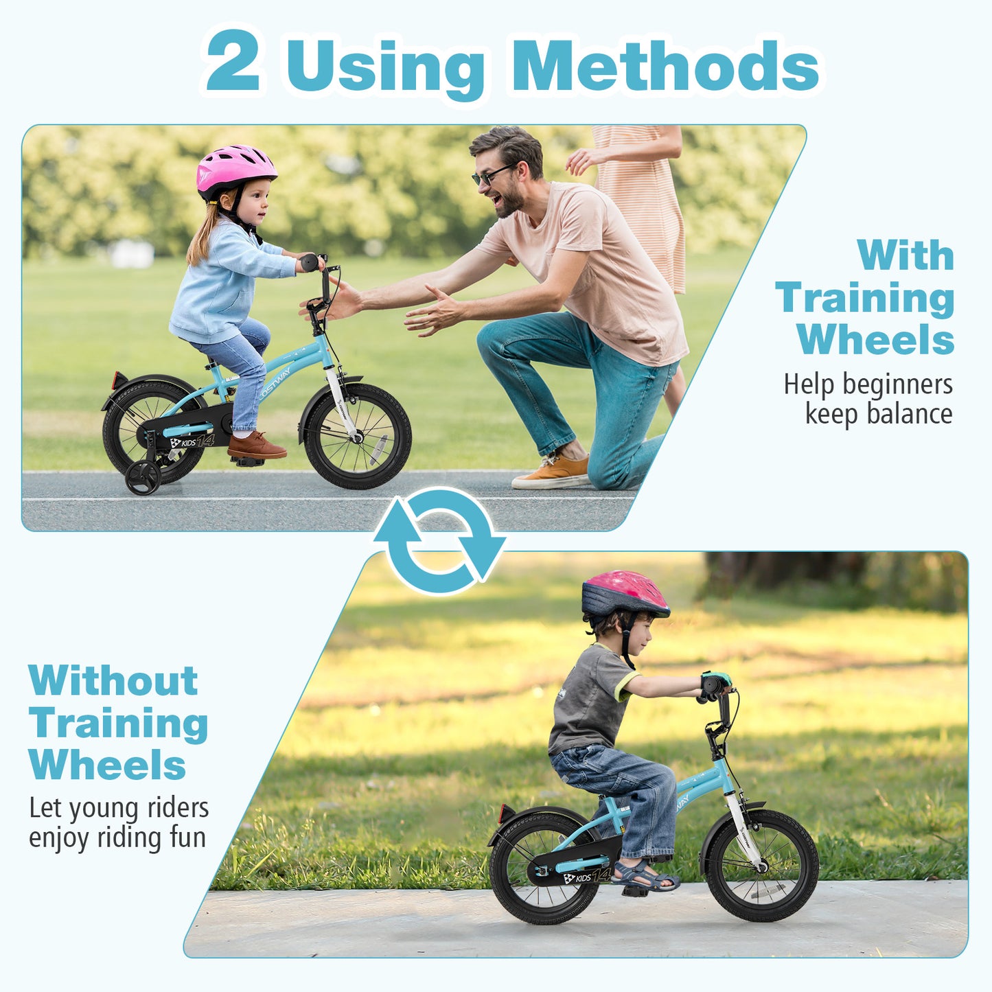 14-Inch Kids Bike for 3-5 Years Old Children Bicycle with Training Wheels Kids Crystal