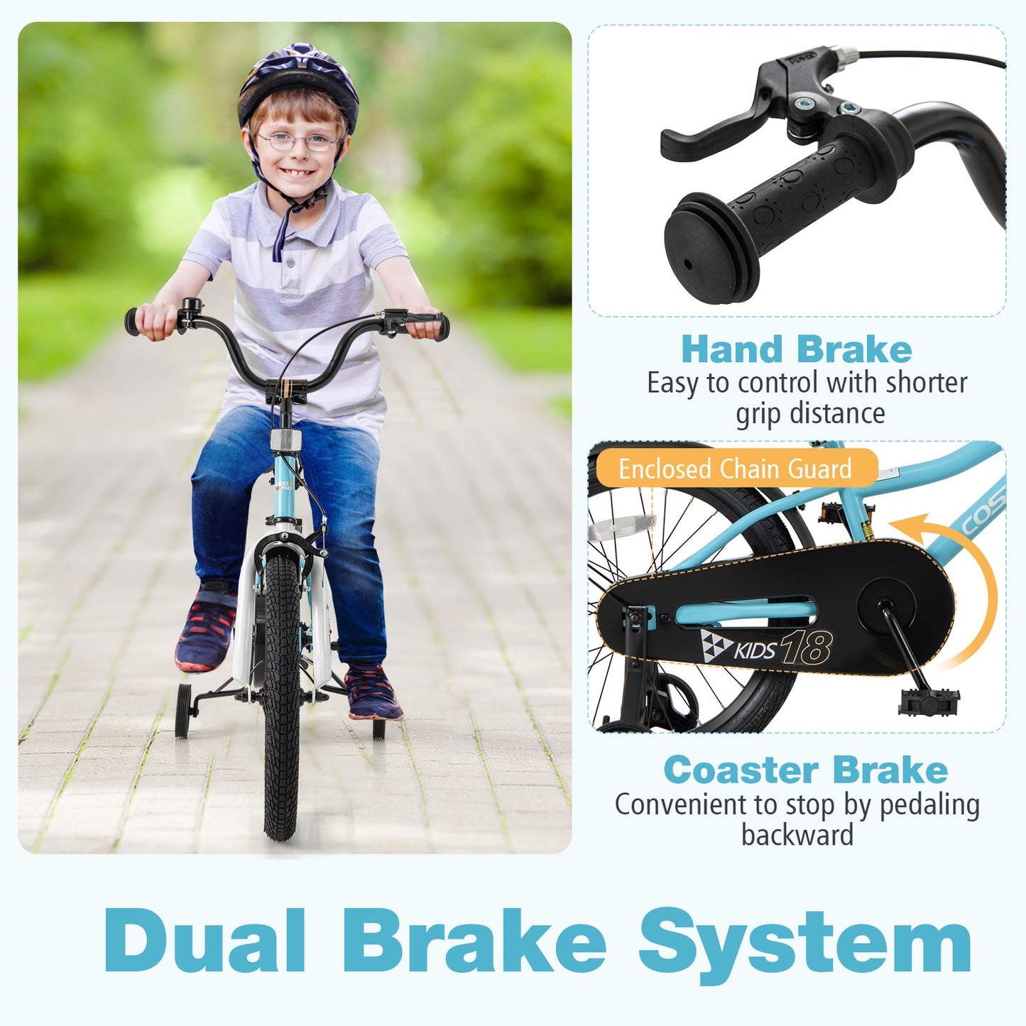 18-Inch Kids Bike for 4-8 Years Old Children Bicycle with Training Wheels Kids Crystal