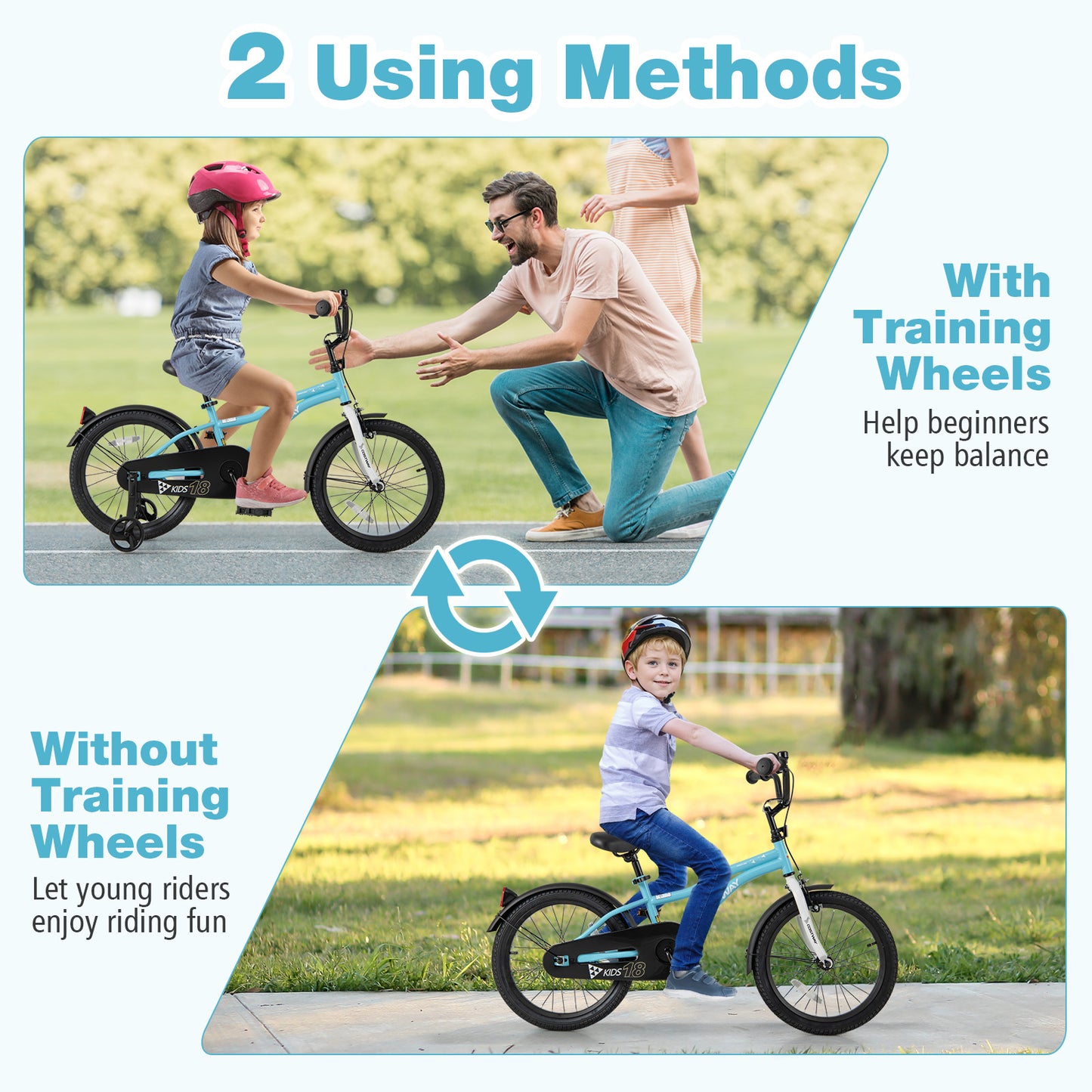 18-Inch Kids Bike for 4-8 Years Old Children Bicycle with Training Wheels Kids Crystal