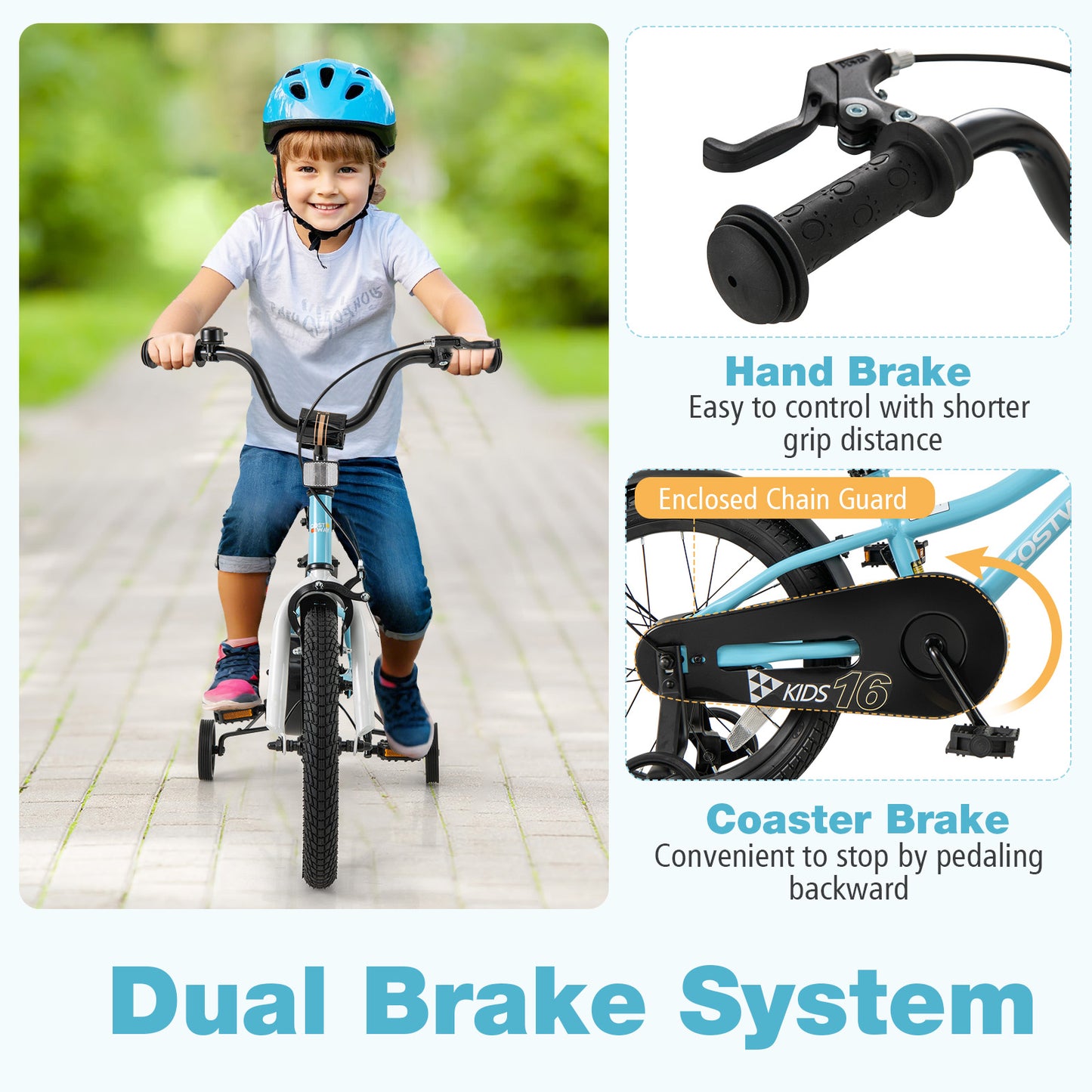 16-Inch Kids Bike for 4-7 Years Old Children Bicycle with Training Wheels Kids Crystal