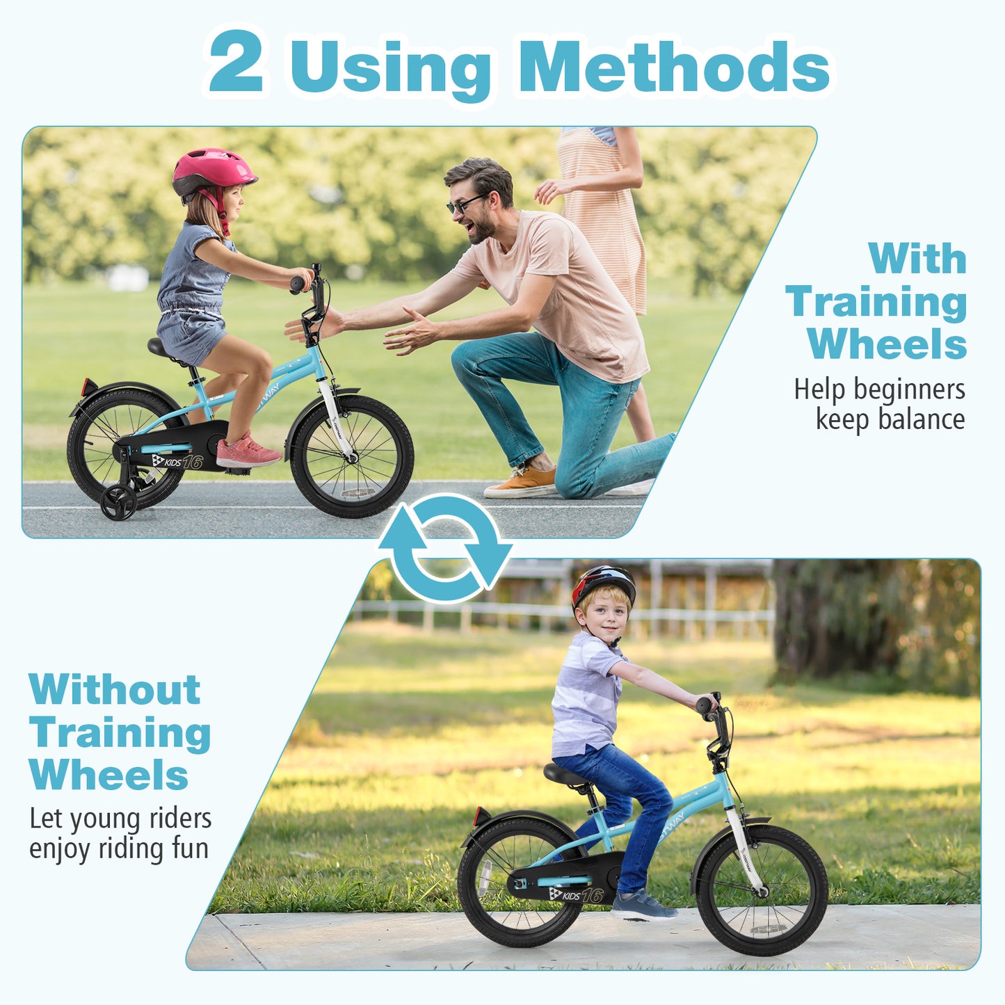 16-Inch Kids Bike for 4-7 Years Old Children Bicycle with Training Wheels Kids Crystal