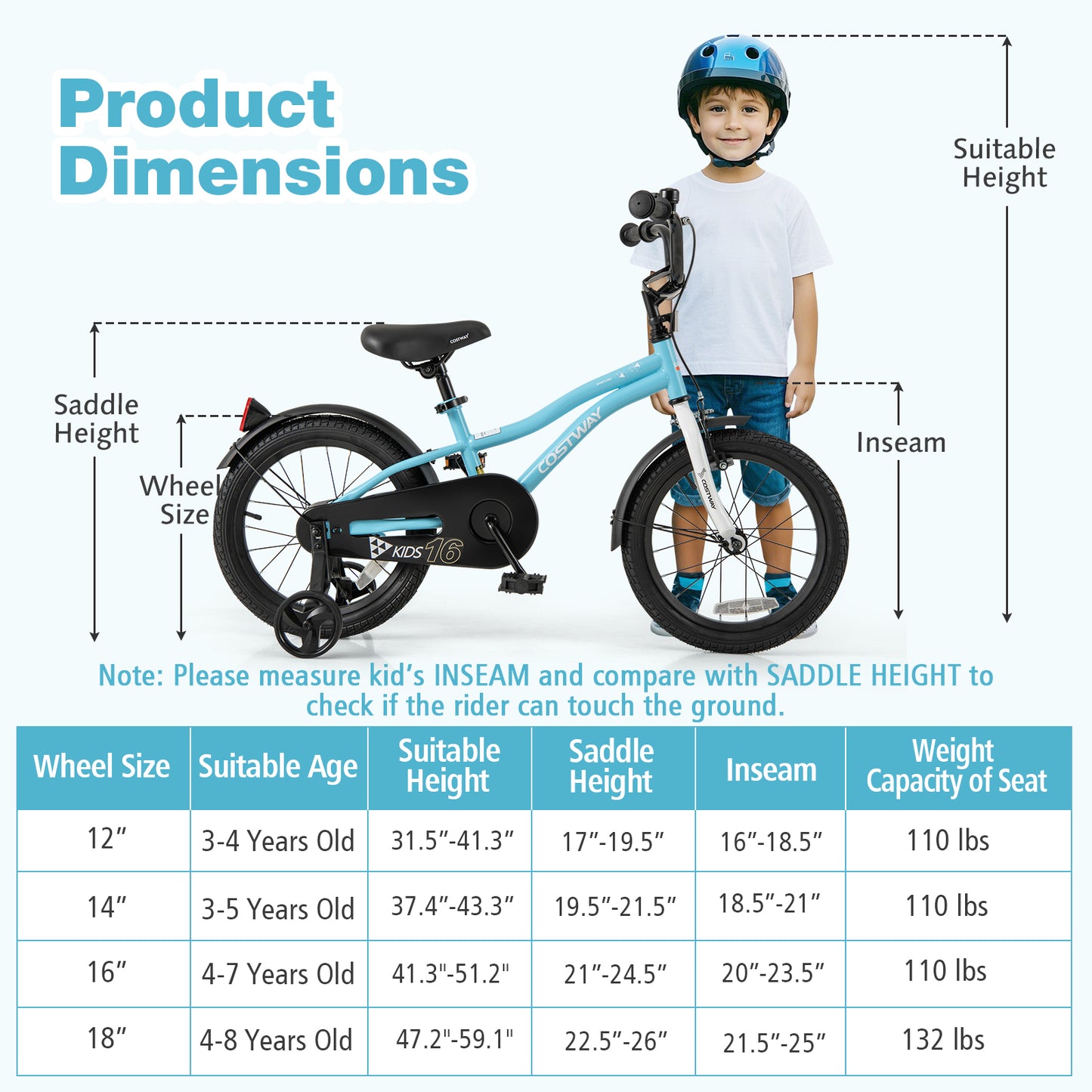 16-Inch Kids Bike for 4-7 Years Old Children Bicycle with Training Wheels Kids Crystal