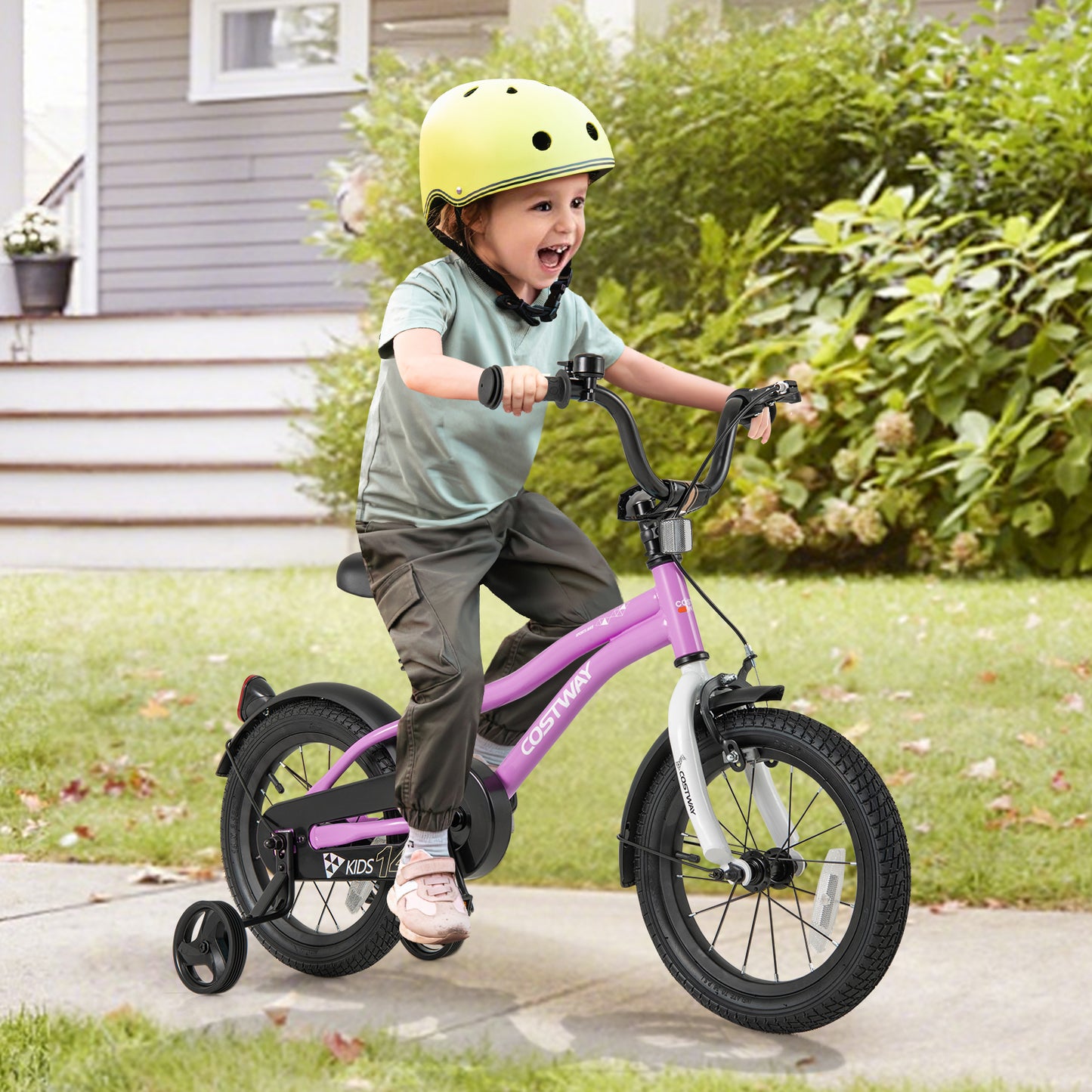 Kids Bike 14-Inch Children Training Bicycle with 2 Brake for 3-5 Years Old Kids Crystal