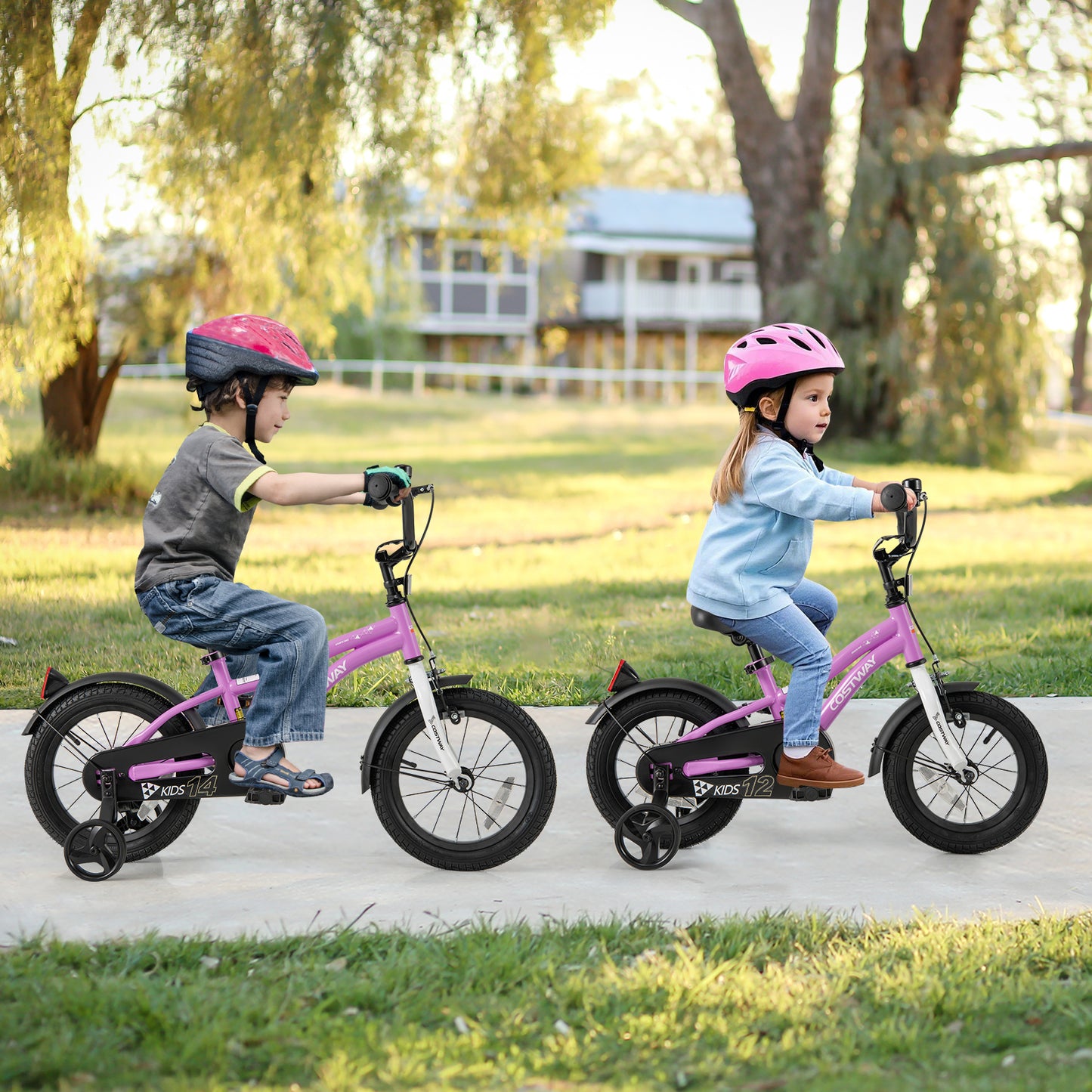 Kids Bike 14-Inch Children Training Bicycle with 2 Brake for 3-5 Years Old Kids Crystal