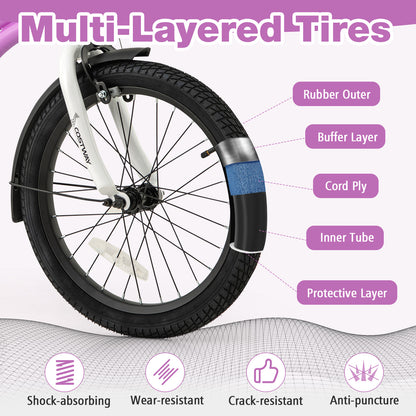 Kids Bike 18-Inch Children Training Bicycle with 2 Brake for 4-8 Years Old