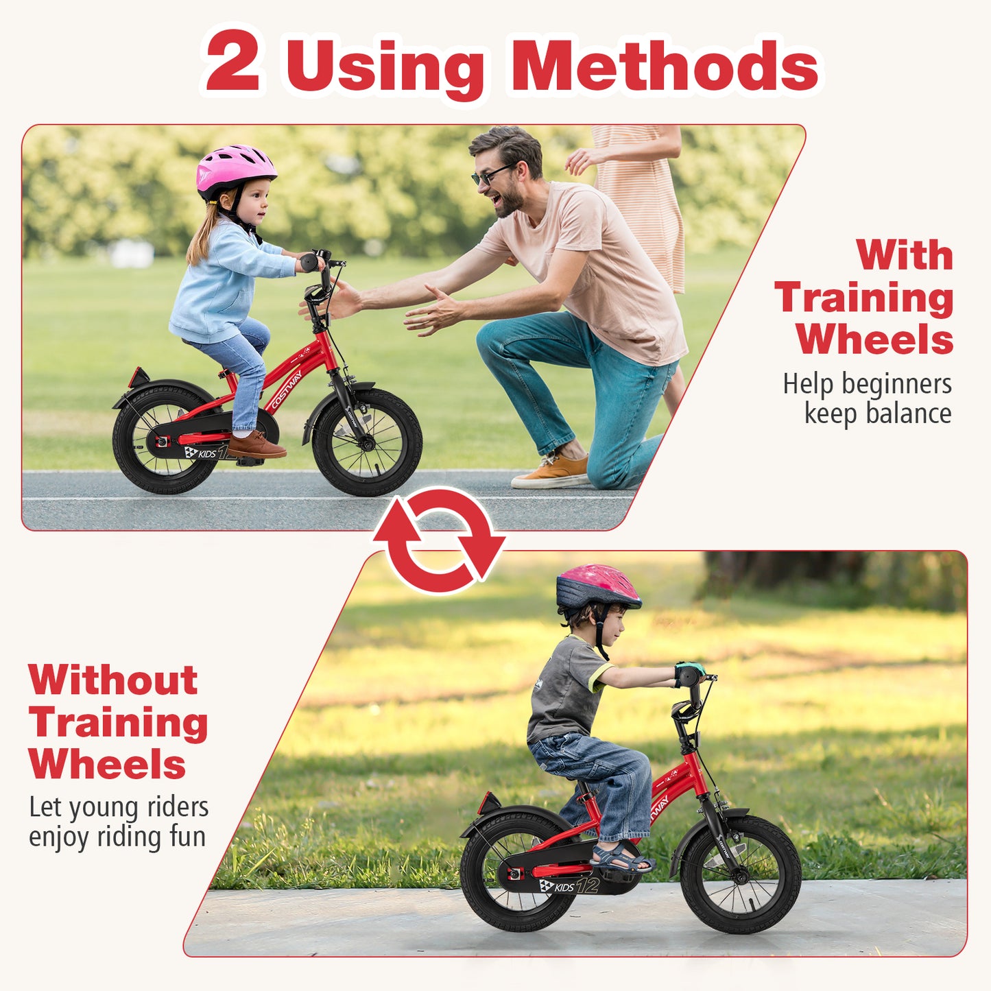 12 Inch Kids Bike Adjustable Bicycle with Reflectors and Bell for 3-4 Years Old Kids Crystal