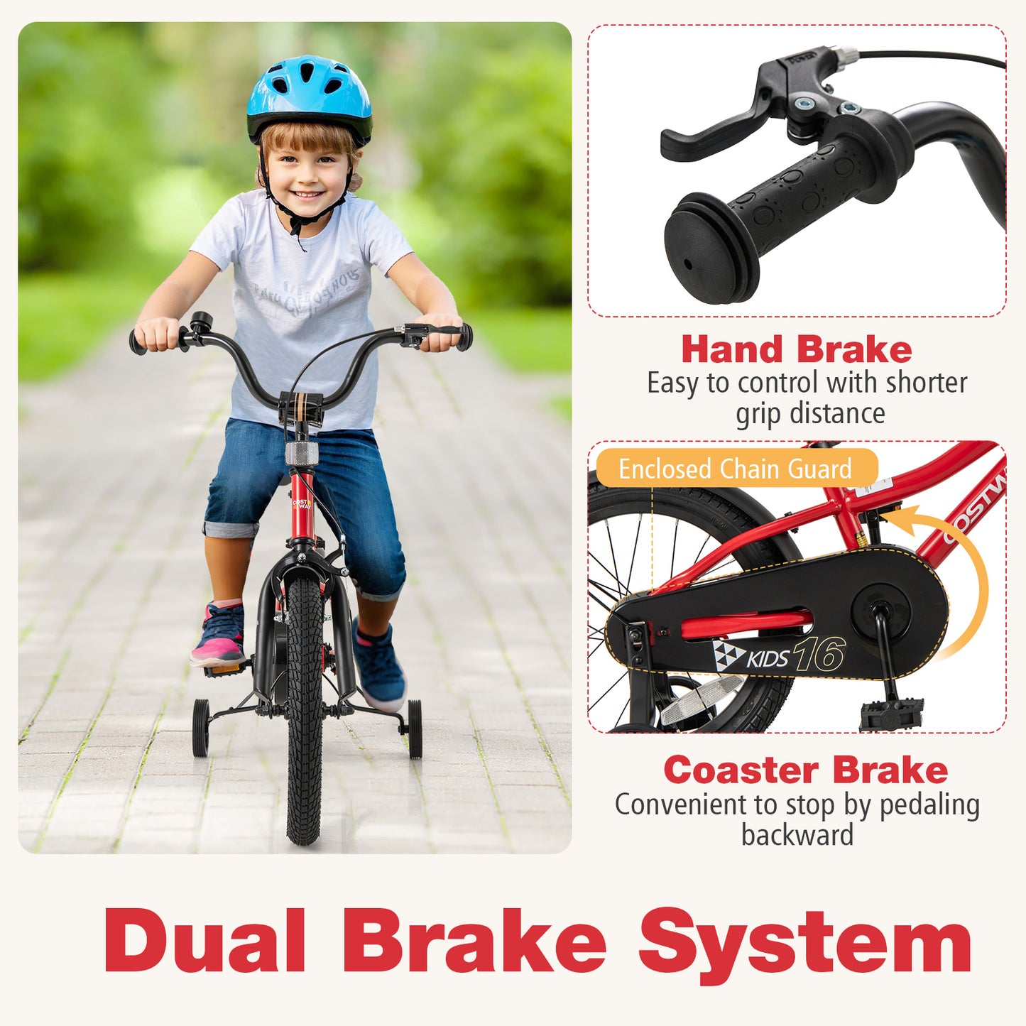 16 Inch Kids Bike Adjustable Bicycle with Reflectors and Bell for 4-7 Years Old Kids Crystal