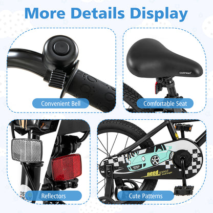 16 Inch Kids Bike Adjustable for 4-7 Years Old with Low-Step Frame