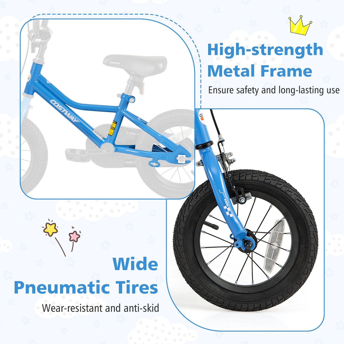 12 Inch Kids Bike with Removable Training Wheels for Aged 3-4 Years Old Kids Crystal