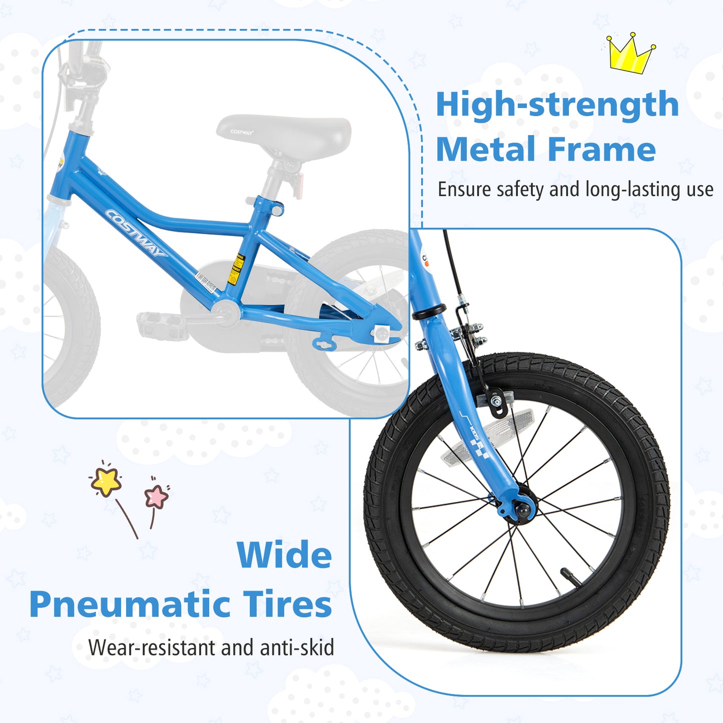 14 Inch Kids Bike with Removable Training Wheels for Aged 3-5 Years Old Kids Crystal
