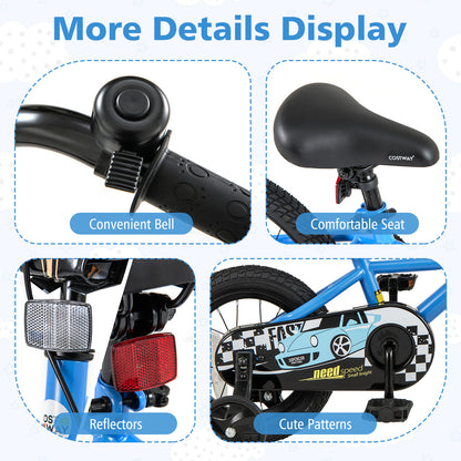 14 Inch Kids Bike with Removable Training Wheels for Aged 3-5 Years Old
