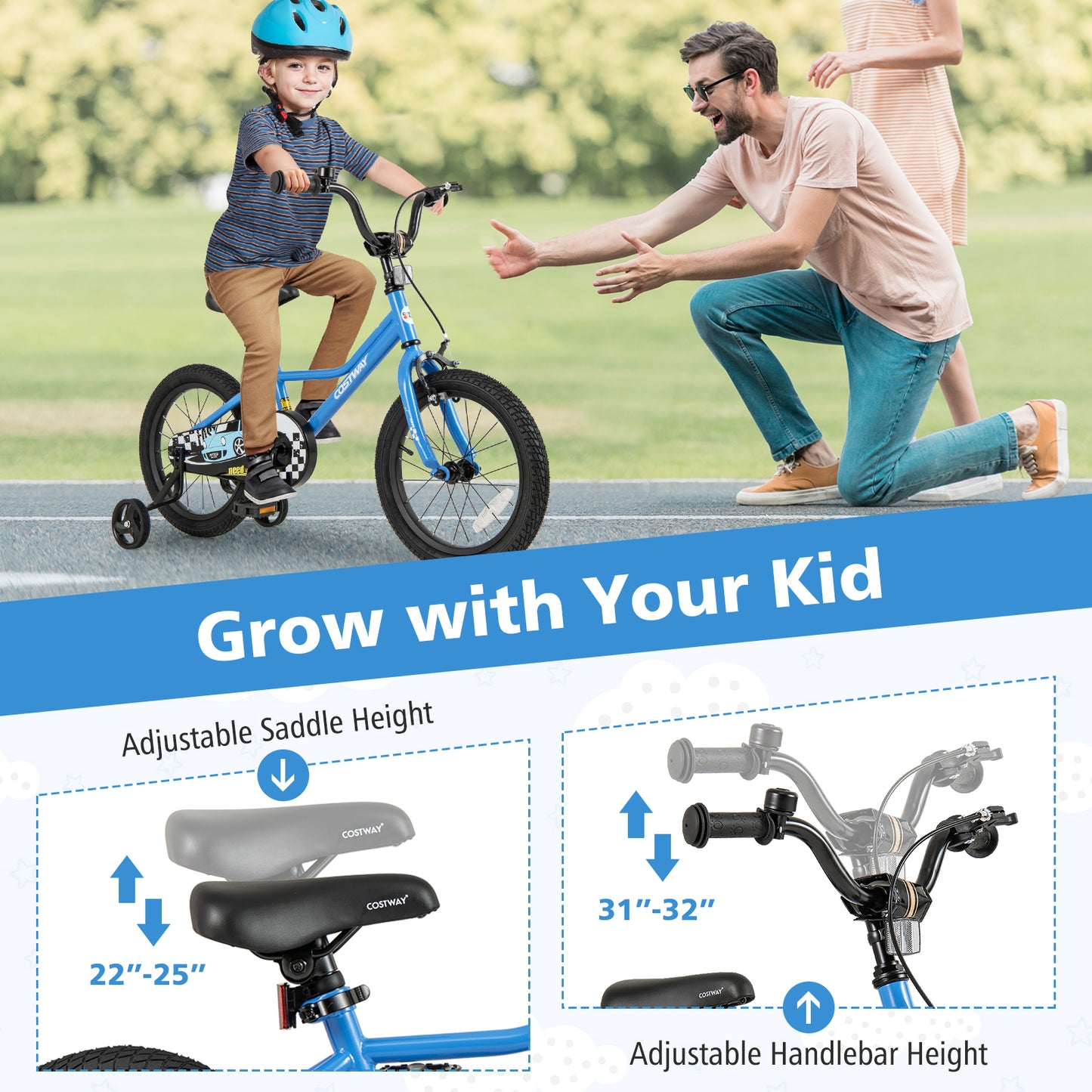 16 Inch Kids Bike with Removable Training Wheels for Aged 4-7 Years Old Kids Crystal
