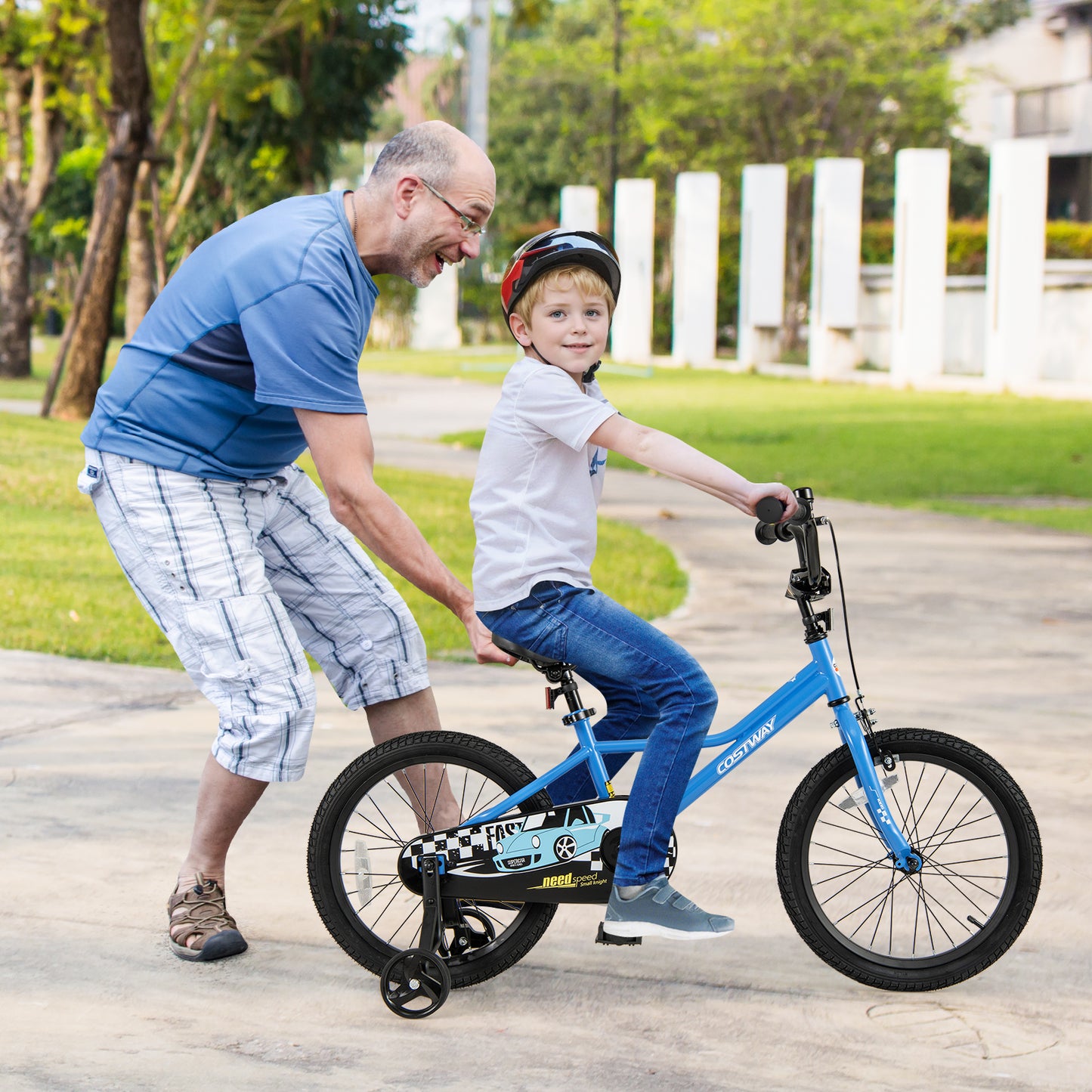 18 Inch Kids Bike with Removable Training Wheels for Aged 4-8 Years Old Kids Crystal
