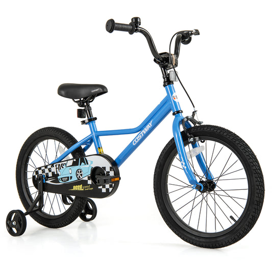 18 Inch Kids Bike with Removable Training Wheels for Aged 4-8 Years Old Kids Crystal