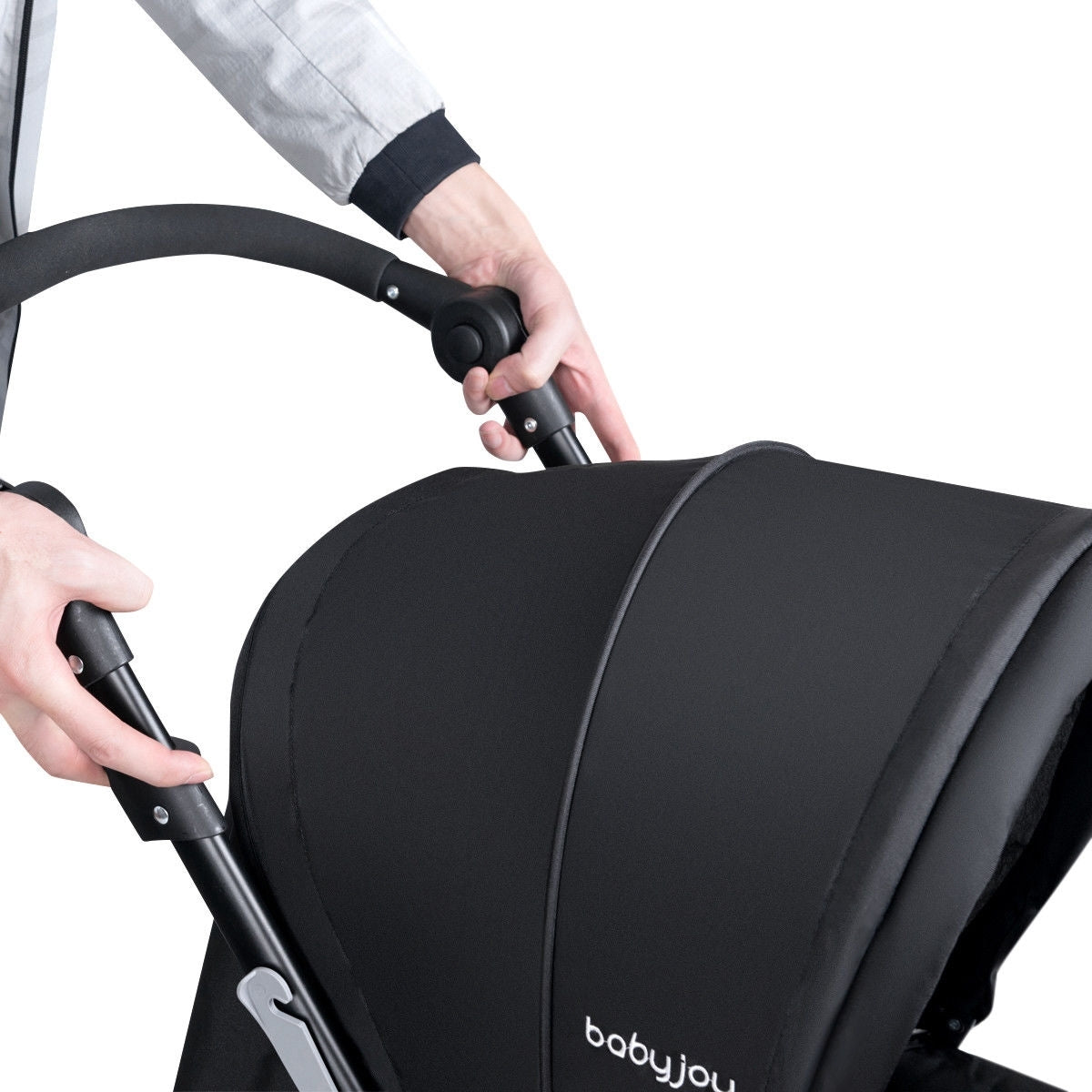 Foldable Lightweight Front Back Seats Double Baby Stroller-Black Kids Crystal