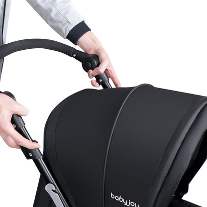 Foldable Lightweight Front Back Seats Double Baby Stroller-Black