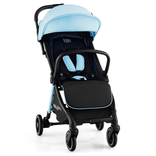 One-Hand Folding Portable Lightweight Baby Stroller with Aluminum Frame-Blue Kids Crystal