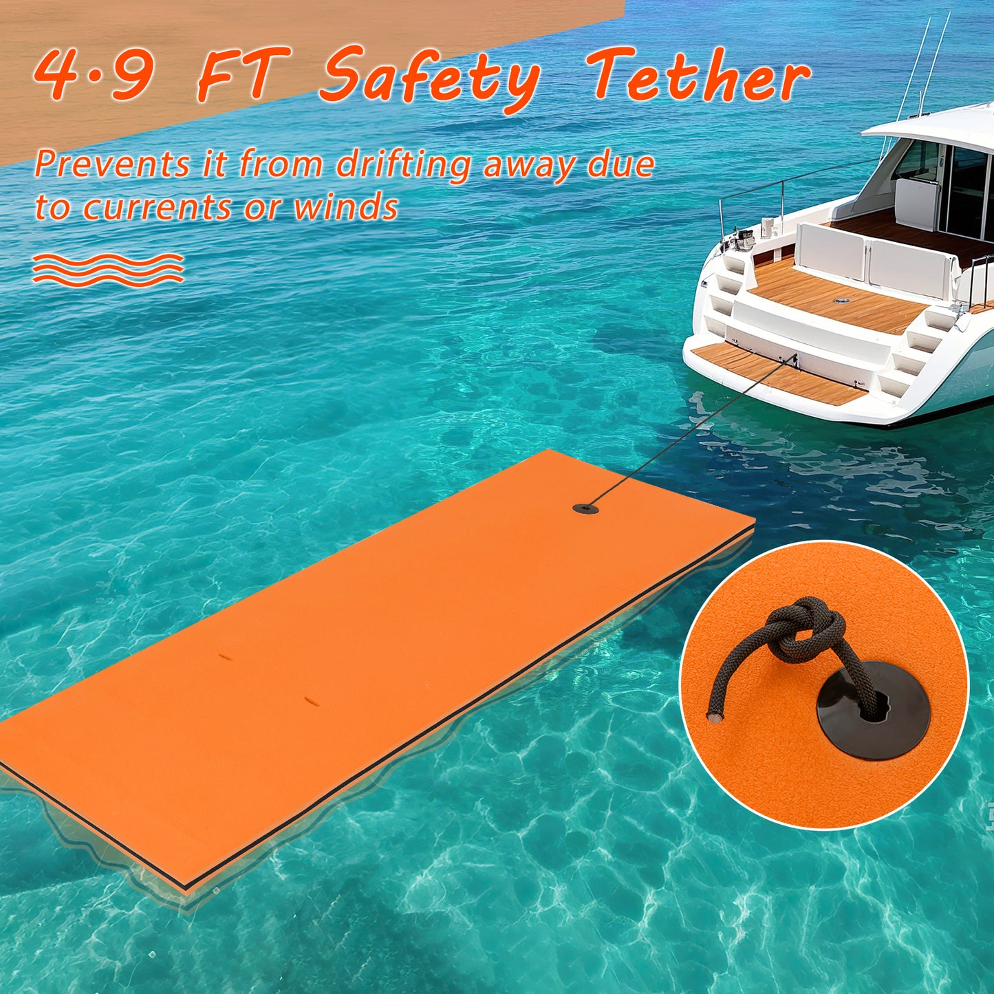 3-layer Tear-resistant Relaxing Foam Floating Pad-Orange Kids Crystal