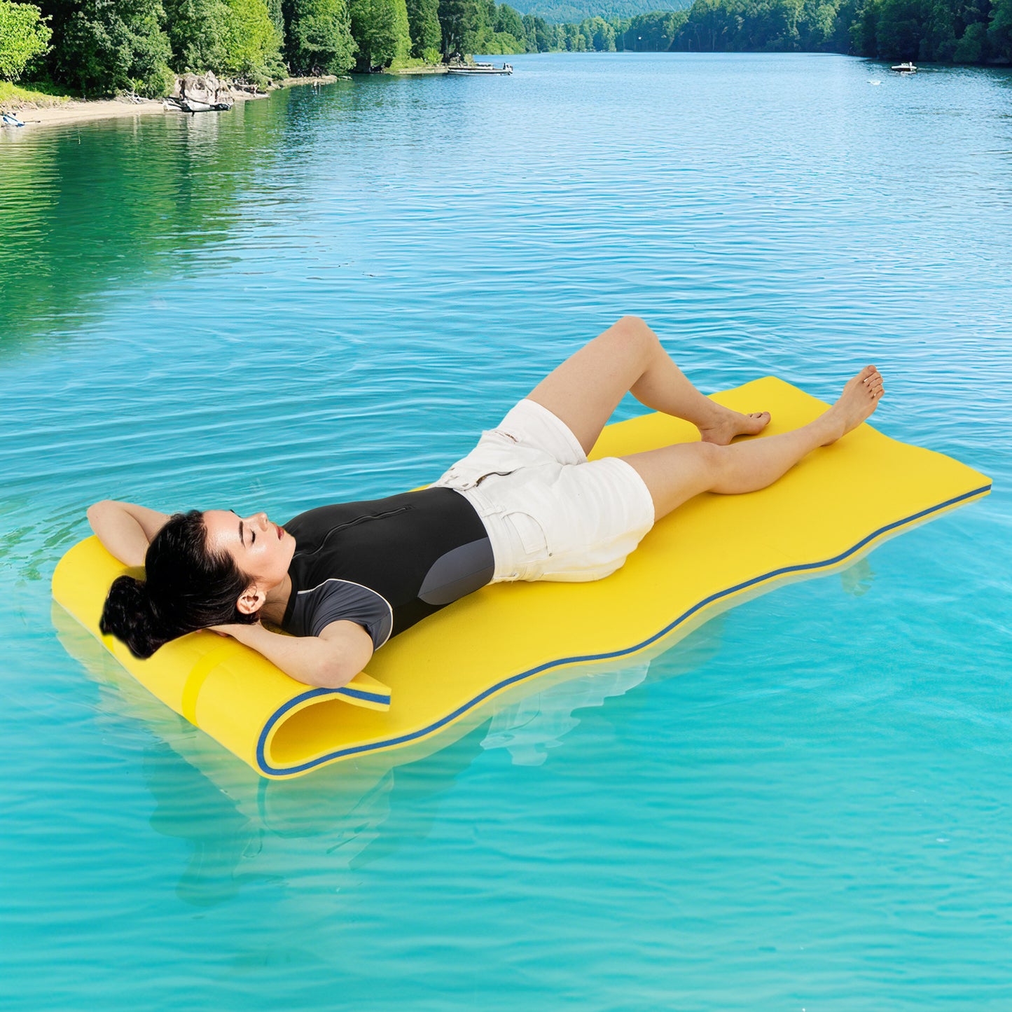 3-layer Tear-resistant Relaxing Foam Floating Pad-Yellow Kids Crystal