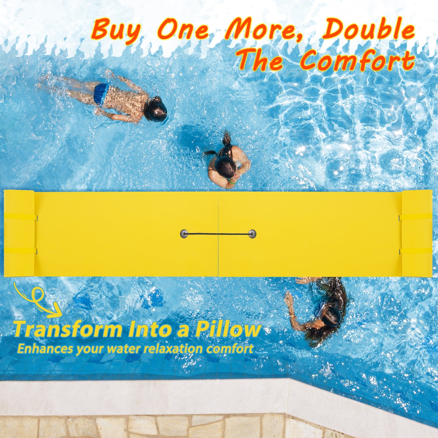 3-layer Tear-resistant Relaxing Foam Floating Pad-Yellow Kids Crystal