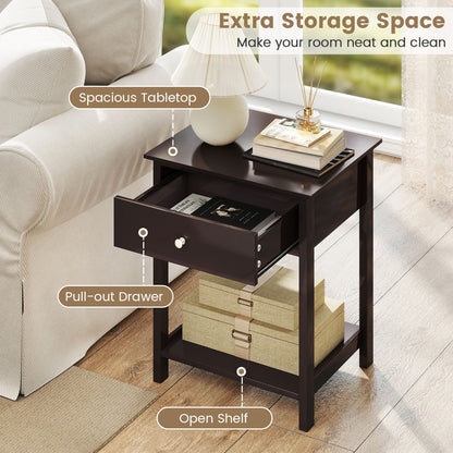 Wooden Storage Shelf with Drawer for Bedroom and Living Room-Brown