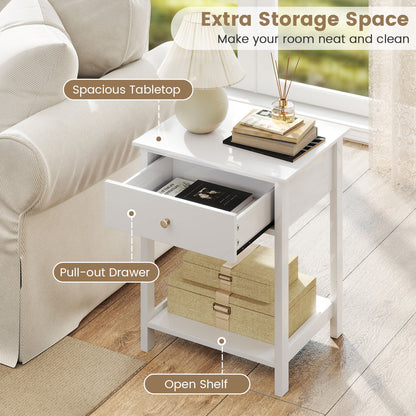 Wooden Storage Shelf with Drawer for Bedroom and Living Room-White