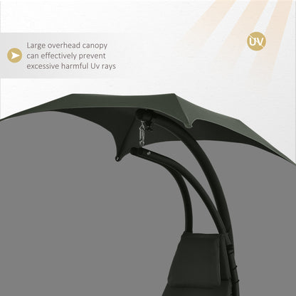 Floating Chaise Lounge Outdoor Swing Chair Hammock with Stand Canopy Charcoal Grey