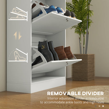 Modern Shoe Storage Cabinet 3 Flip Drawers Adjustable Shelves Organizer for 18 Pairs White