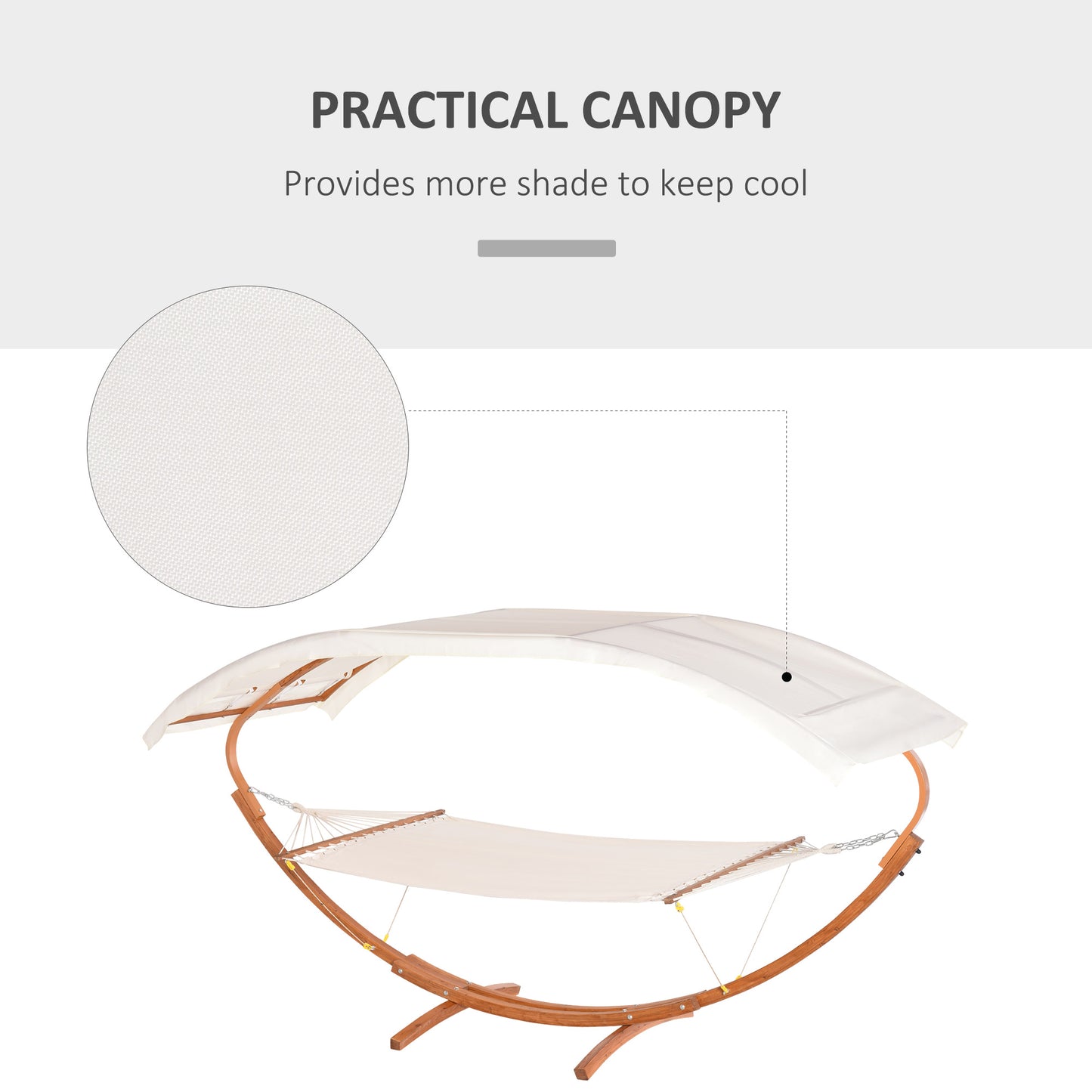 2 Person Wood Swing Arc Hammock Bed and Stand Set with Canopy, White/Teak Kids Crystal