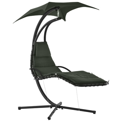 Floating Chaise Lounge Outdoor Swing Chair Hammock with Stand Canopy Charcoal Grey