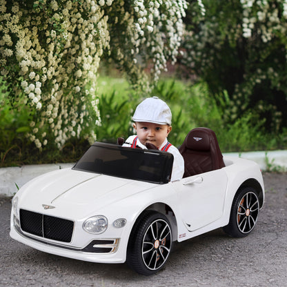 Licensed Bentley Ride-On Car: 12V, Electric, Battery Powered, Remote Control, 2 Speed, White